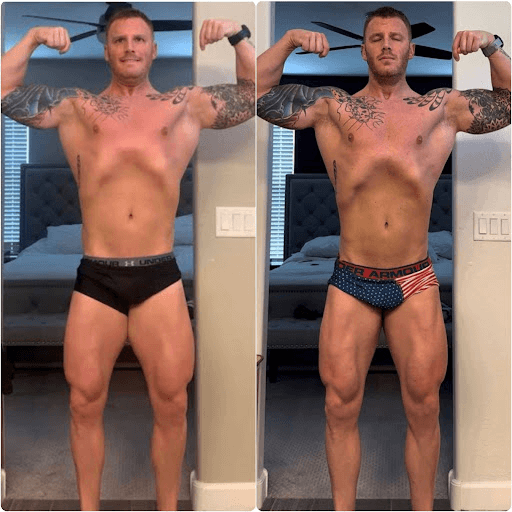 Tighter waist, fuller muscle, and visible detail up top.